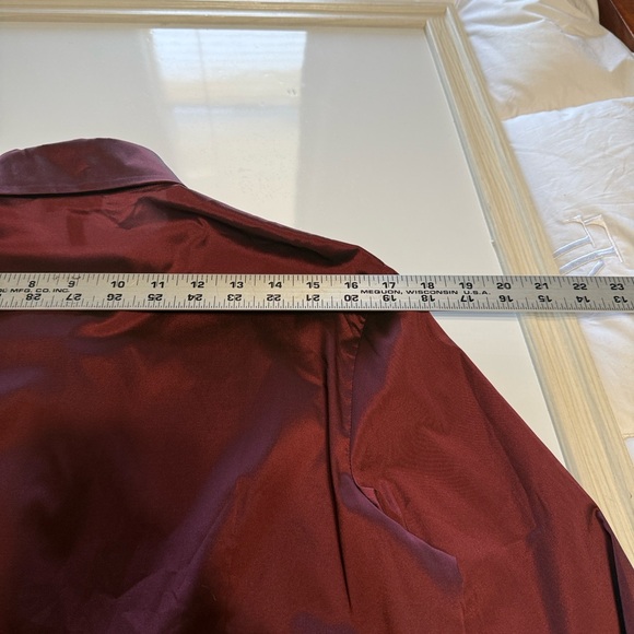Escada Port Maroon Shimmer Stretch Button Down Blouse Crystal Buttons  38 (US 8) - Picture 14 of 14